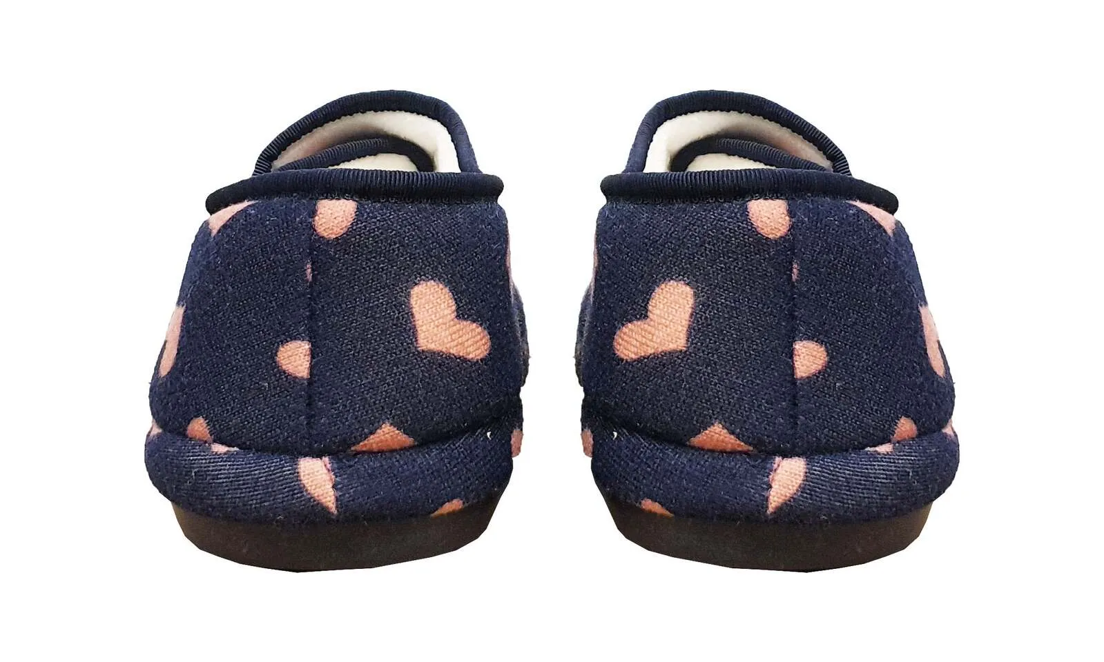 ARCHLINE Orthotic Plus Slippers Closed Scuffs Pain Relief Moccasins - Navy Hearts - EU 37