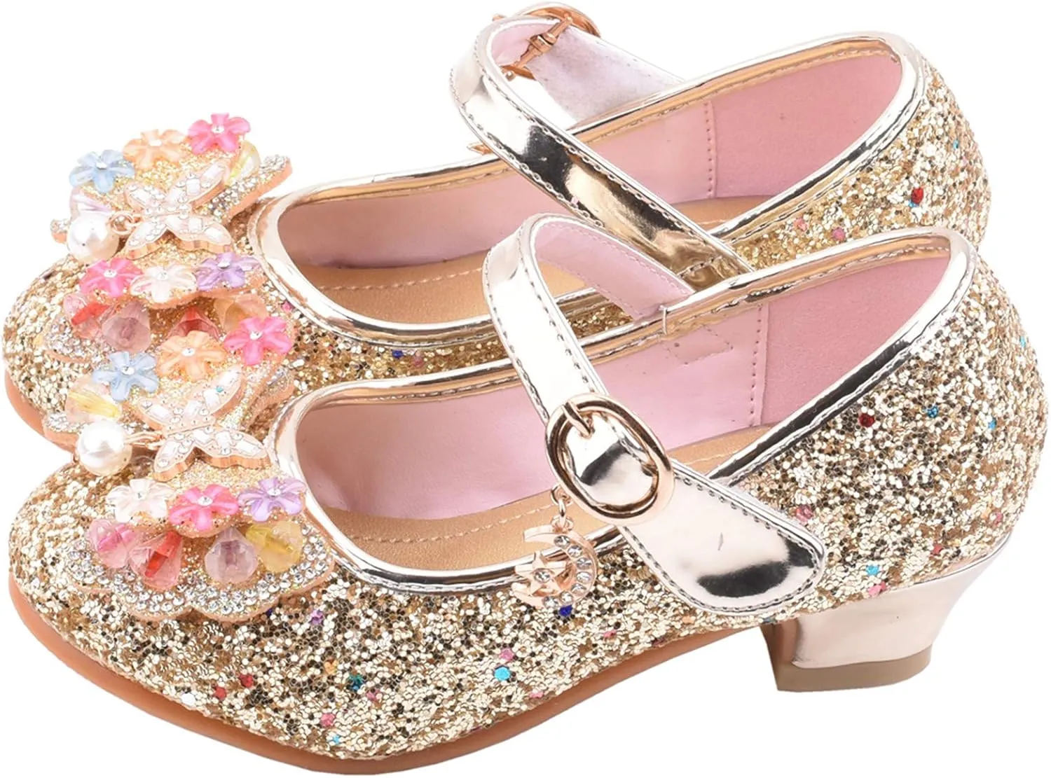 Baby Girl Colorful Diamond Elegant Shoes Hook and Loop Bow Embellished Sandal Rubber Sole Non-slip Trendy Pump Shoe