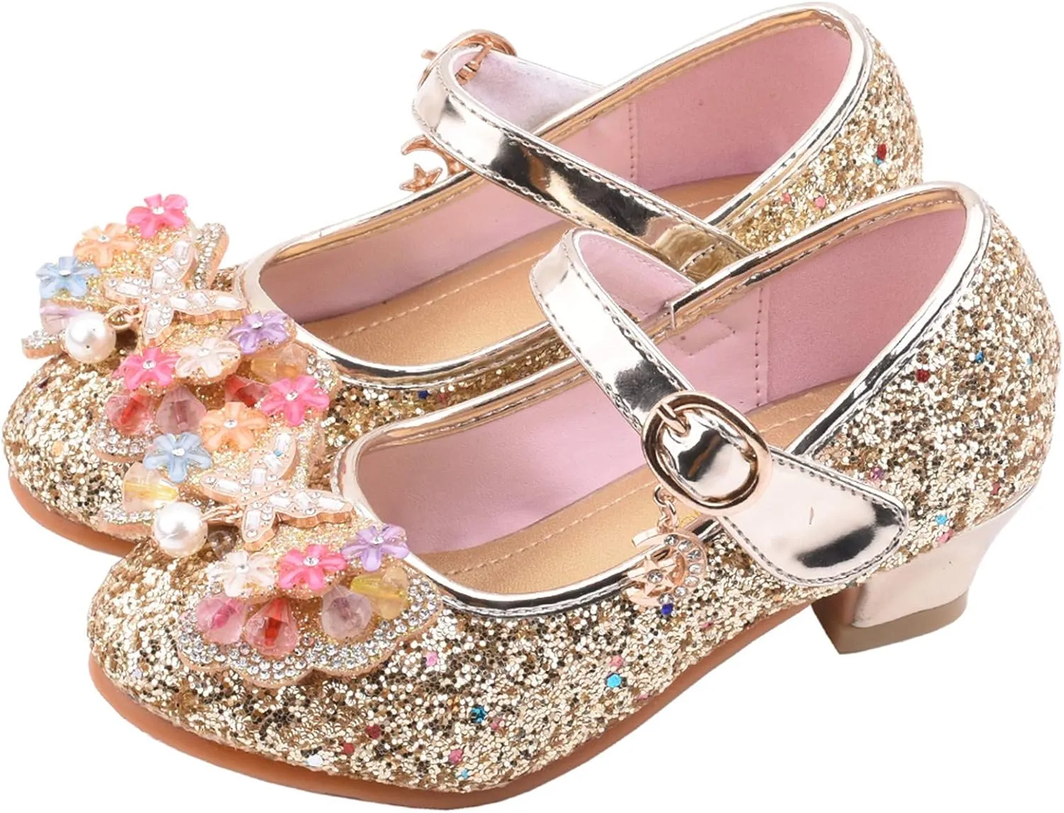 Baby Girl Colorful Diamond Elegant Shoes Hook and Loop Bow Embellished Sandal Rubber Sole Non-slip Trendy Pump Shoe