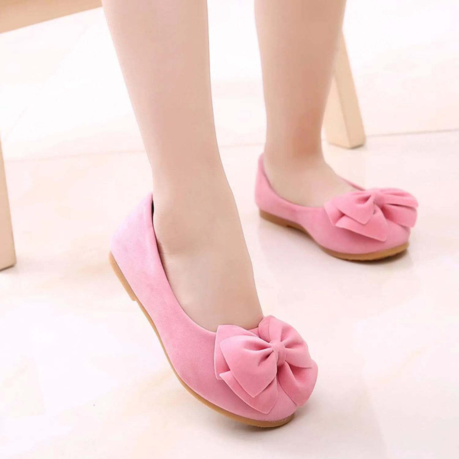 Baby Girl Solid Color Elegant Shoes Bow Bowknot Princess Sandal Floral Wedding Party Dancing Pump Flat