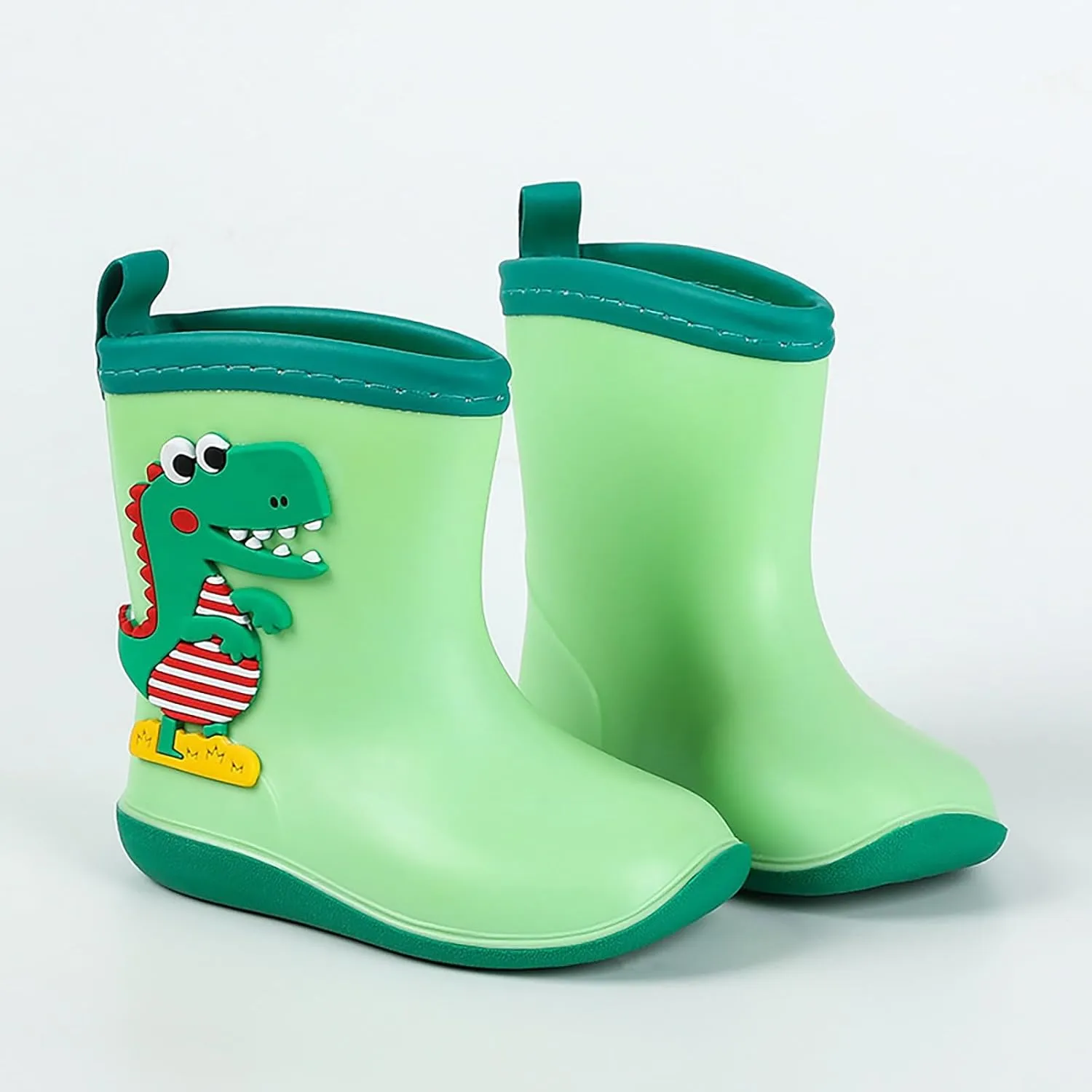 Baby Kids Easy On Rain Shoes Boots for Toddler Little Kid Dinosaur Print Rainboots Waterproof Rubber Boots Non Slip