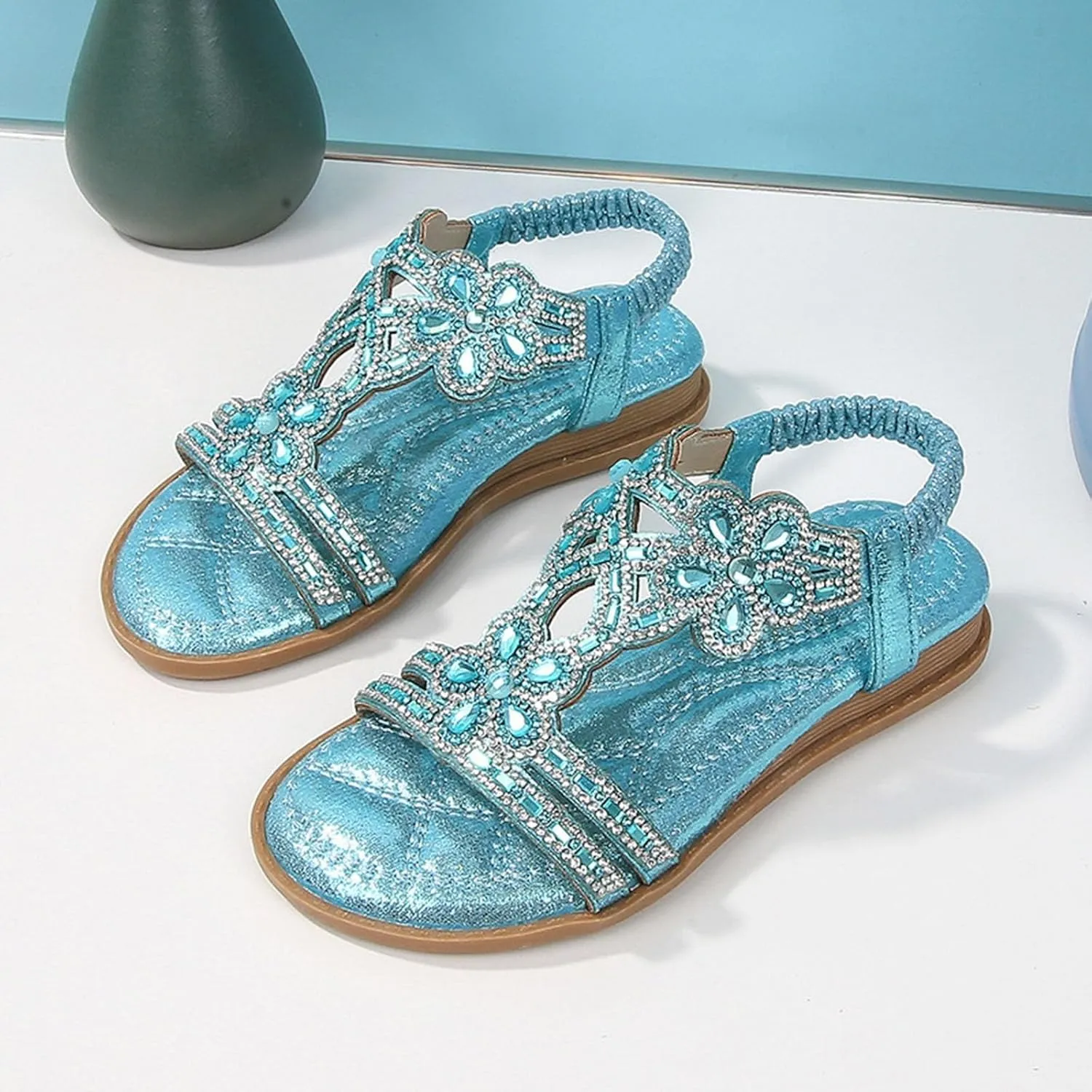 Baby Kids Princess Wedding Sandals Toddler Girls Low Heels Rhinestone Soft Sole Flats Strap Pearl Summer Casual Shoes