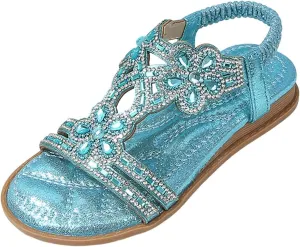 Baby Kids Princess Wedding Sandals Toddler Girls Low Heels Rhinestone Soft Sole Flats Strap Pearl Summer Casual Shoes