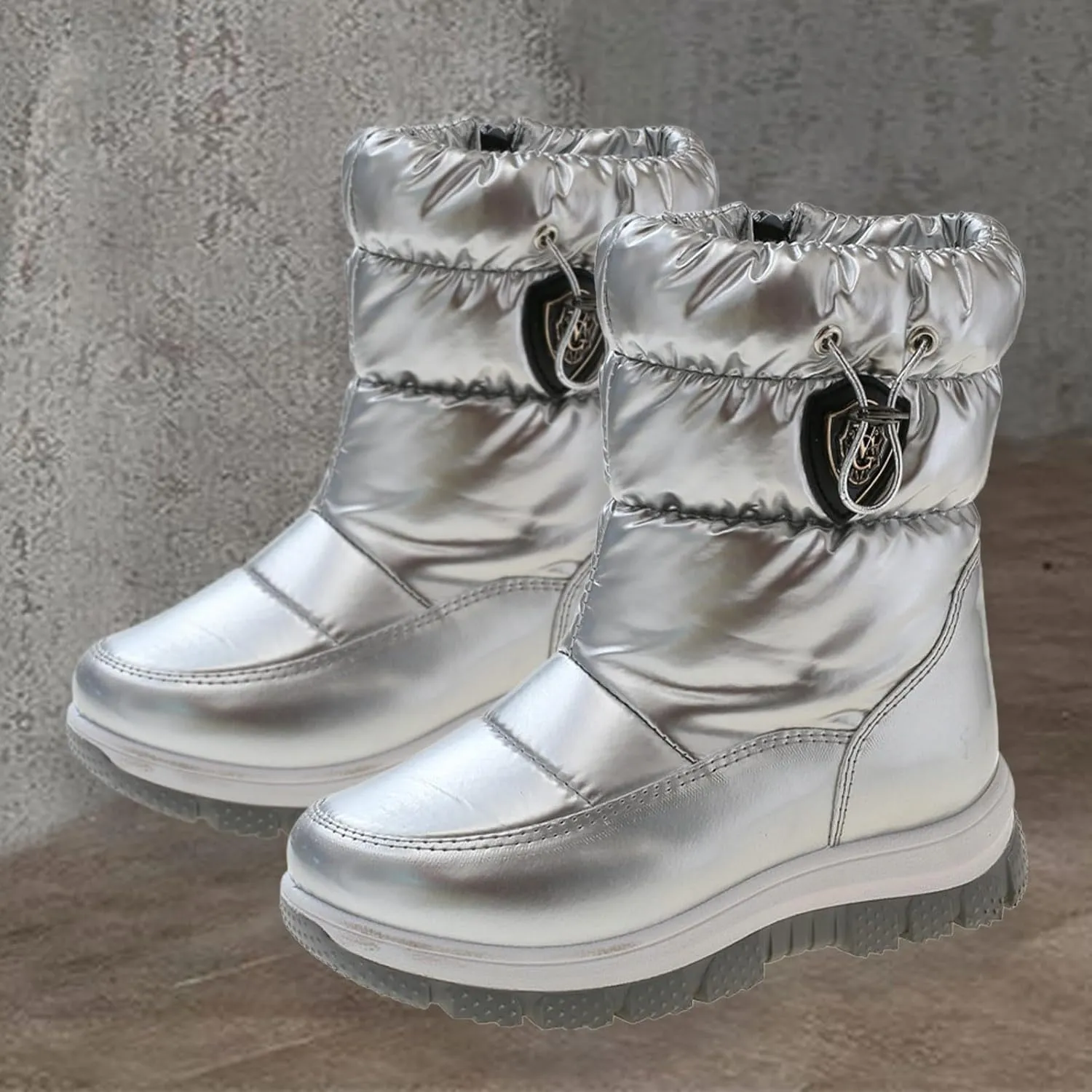 Big Kids Fashion Snow Boots Flat Thick aterproof Shoes Winter Childrens Boys Mid Length Comfy Booties Padded Chunky