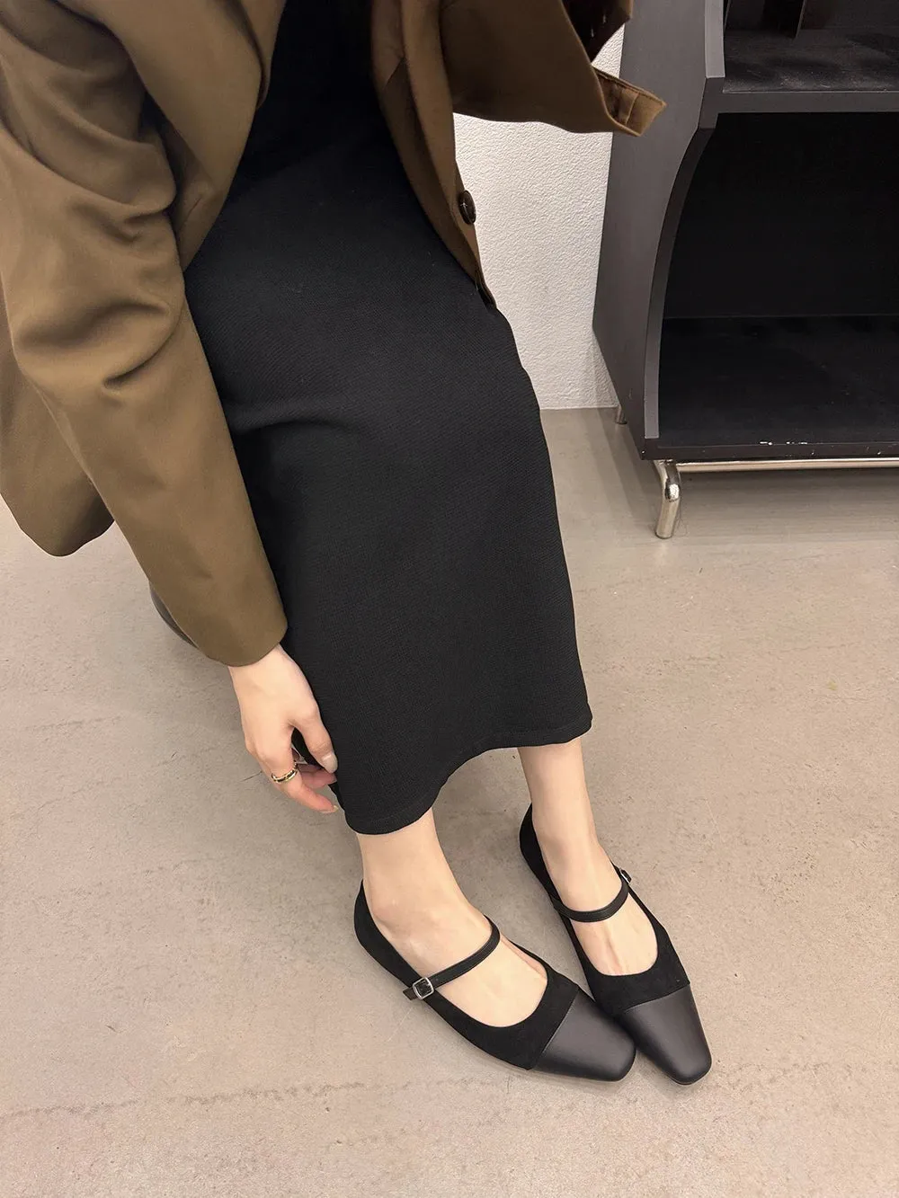 binfenxie  -  Round Toe Women Flats Loafers 2024 New Arrivals Casual Daily Shoes Belt Buckle Flock Dress Shoes Woman Beige Black Brown Khaki