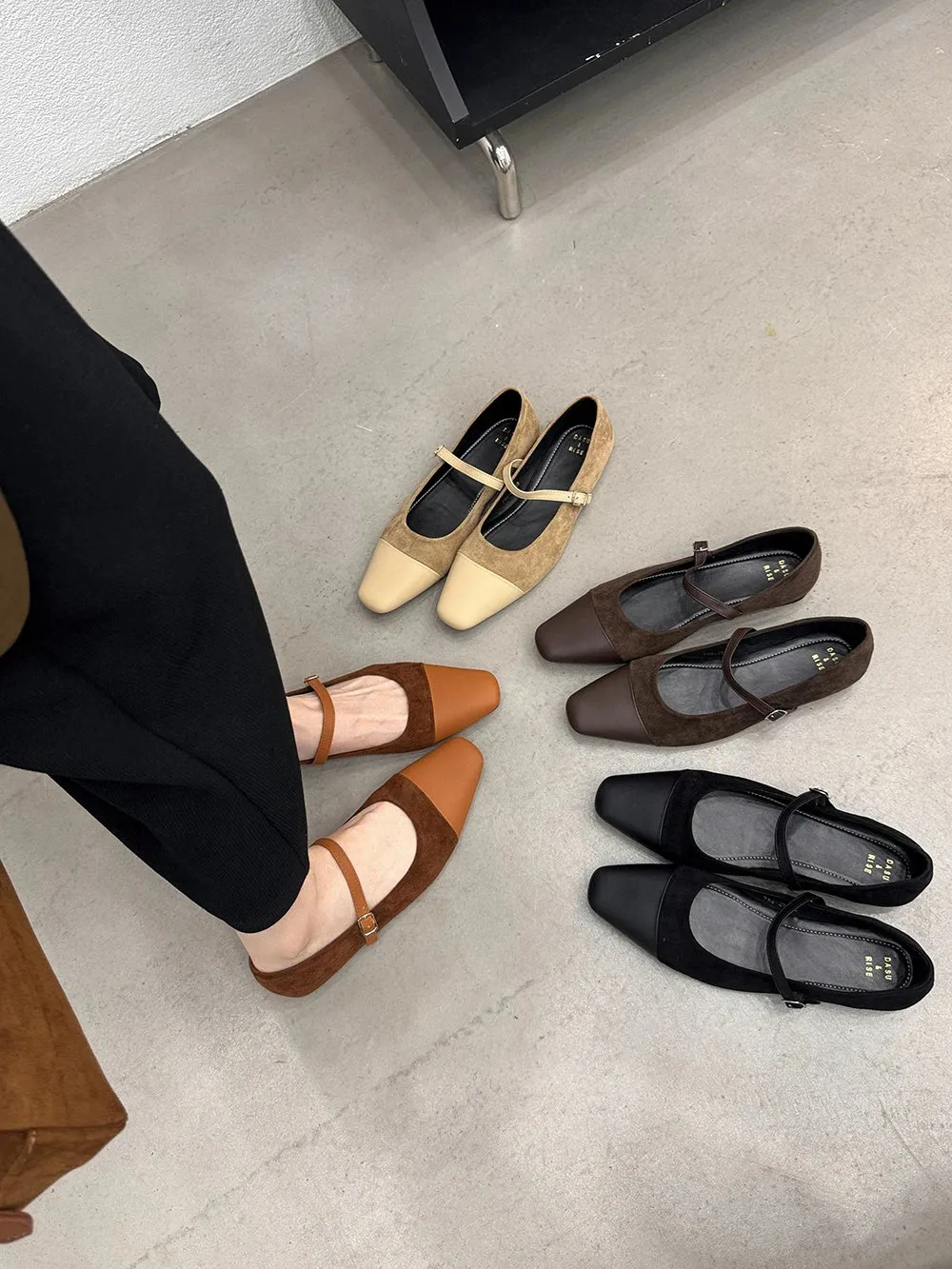 binfenxie  -  Round Toe Women Flats Loafers 2024 New Arrivals Casual Daily Shoes Belt Buckle Flock Dress Shoes Woman Beige Black Brown Khaki