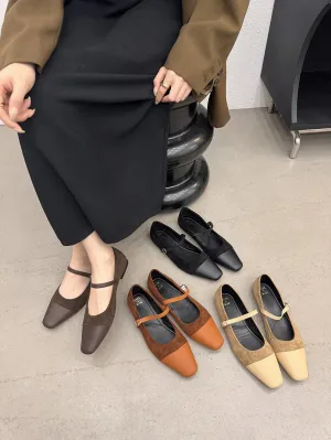 binfenxie  -  Round Toe Women Flats Loafers 2024 New Arrivals Casual Daily Shoes Belt Buckle Flock Dress Shoes Woman Beige Black Brown Khaki