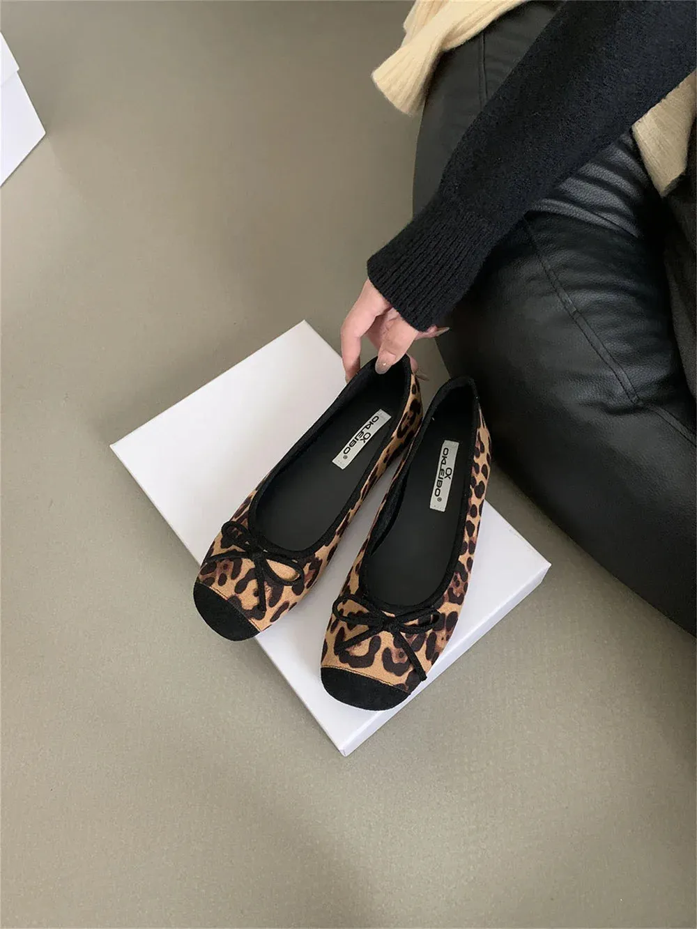 binfenxie  -  Round Toe Women Loafers Mules Bow Design 2024 New Casual Dance Shoes Black Brown Yellow Leopard Slip On Daily Casual Mules 35-39