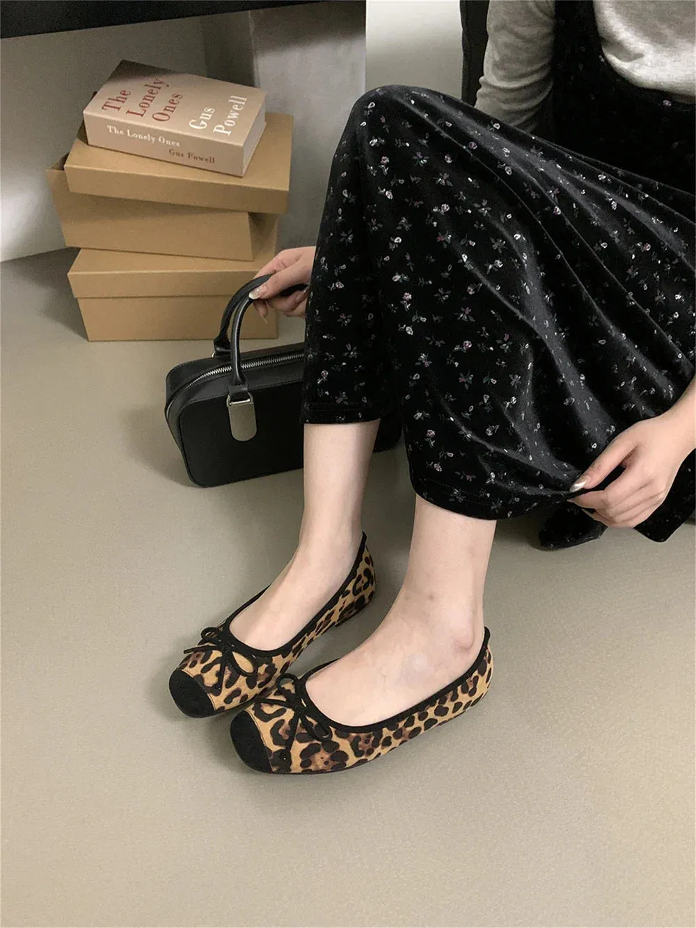 binfenxie  -  Round Toe Women Loafers Mules Bow Design 2024 New Casual Dance Shoes Black Brown Yellow Leopard Slip On Daily Casual Mules 35-39