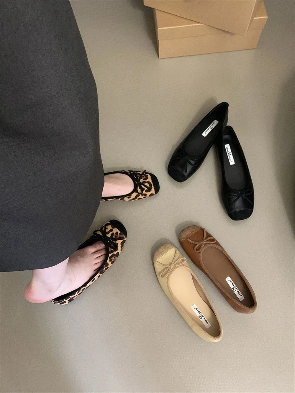 binfenxie  -  Round Toe Women Loafers Mules Bow Design 2024 New Casual Dance Shoes Black Brown Yellow Leopard Slip On Daily Casual Mules 35-39