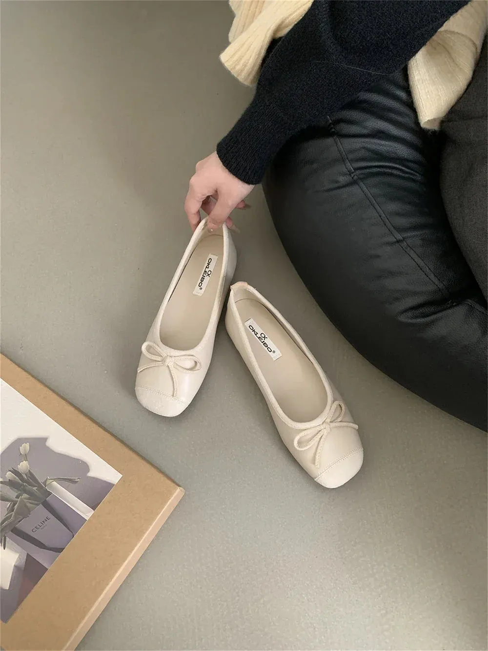 binfenxie  -  Round Toe Women Loafers Mules Bow Design 2024 New Casual Dance Shoes Black Brown Yellow Leopard Slip On Daily Casual Mules 35-39