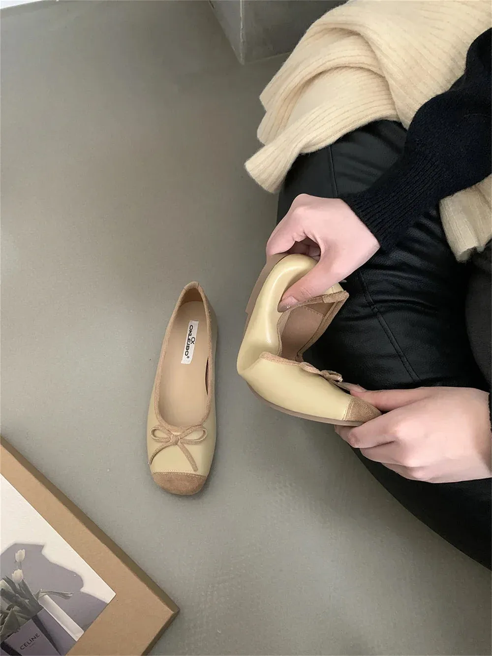 binfenxie  -  Round Toe Women Loafers Mules Bow Design 2024 New Casual Dance Shoes Black Brown Yellow Leopard Slip On Daily Casual Mules 35-39