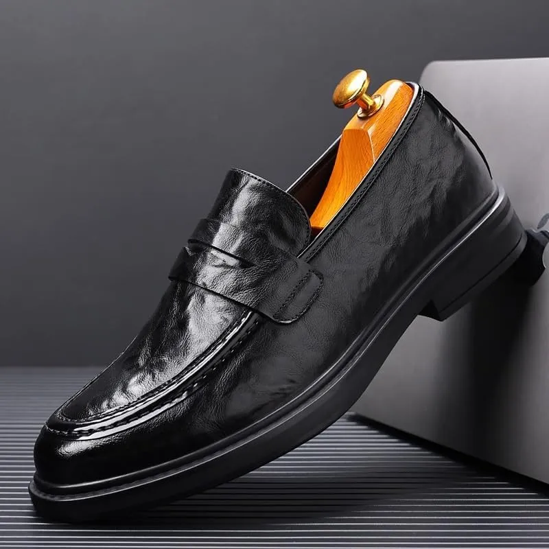 Casual Loafers for Men Vegan Leather Casual Prom Round Toe Working Office Anti-Slip Shoe Slip-on