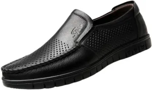 Casual Loafers for Mens Vegan Leather Classic Solid Color Prom Wedding Non Slip Block Heel Anti-Slip Casual Shoe Slip-on
