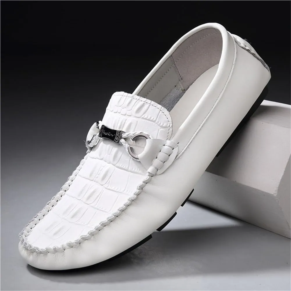 Casual Loafers for Mens Vegan Leather Evening Round Toe Wedding Non Slip Low Top Block Heel Anti-Slip Shoe Slip On