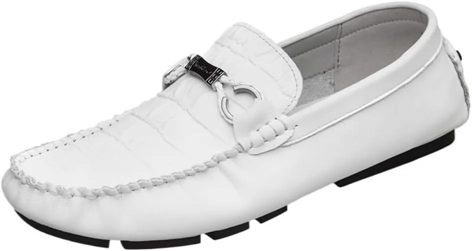 Casual Loafers for Mens Vegan Leather Evening Round Toe Wedding Non Slip Low Top Block Heel Anti-Slip Shoe Slip On