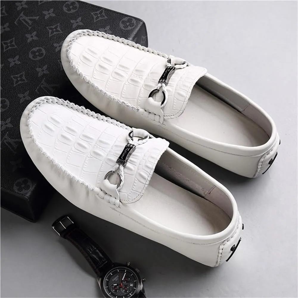 Casual Loafers for Mens Vegan Leather Evening Round Toe Wedding Non Slip Low Top Block Heel Anti-Slip Shoe Slip On