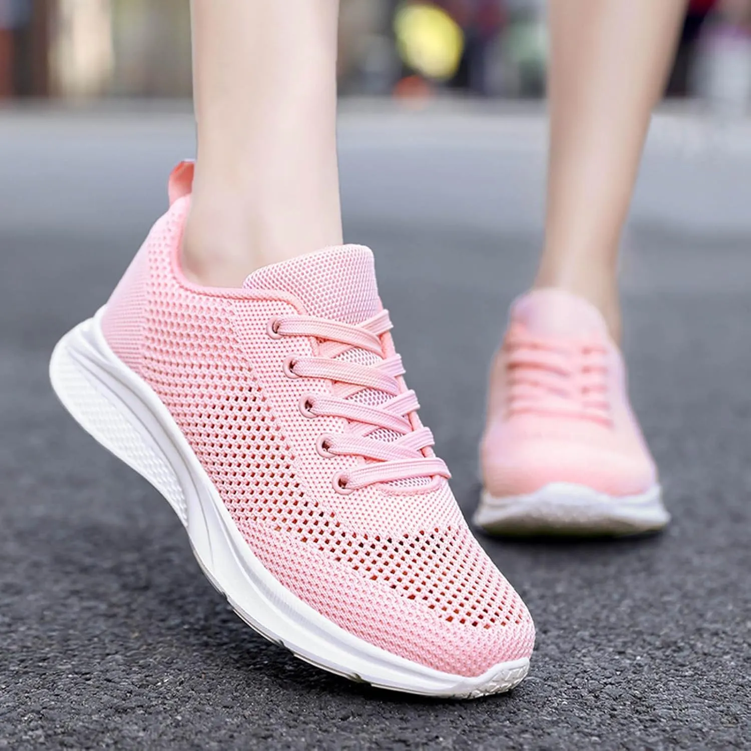 Cathalem Sneakers for Women Mesh Breathable and Comfortable Non Slip Lace Up Shoes Espadrilles Workout Gym Outdoor Shoes