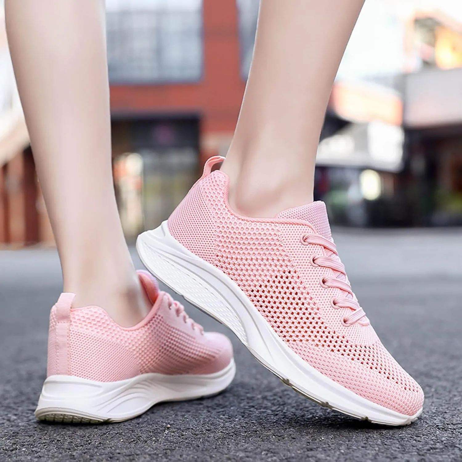 Cathalem Sneakers for Women Mesh Breathable and Comfortable Non Slip Lace Up Shoes Espadrilles Workout Gym Outdoor Shoes