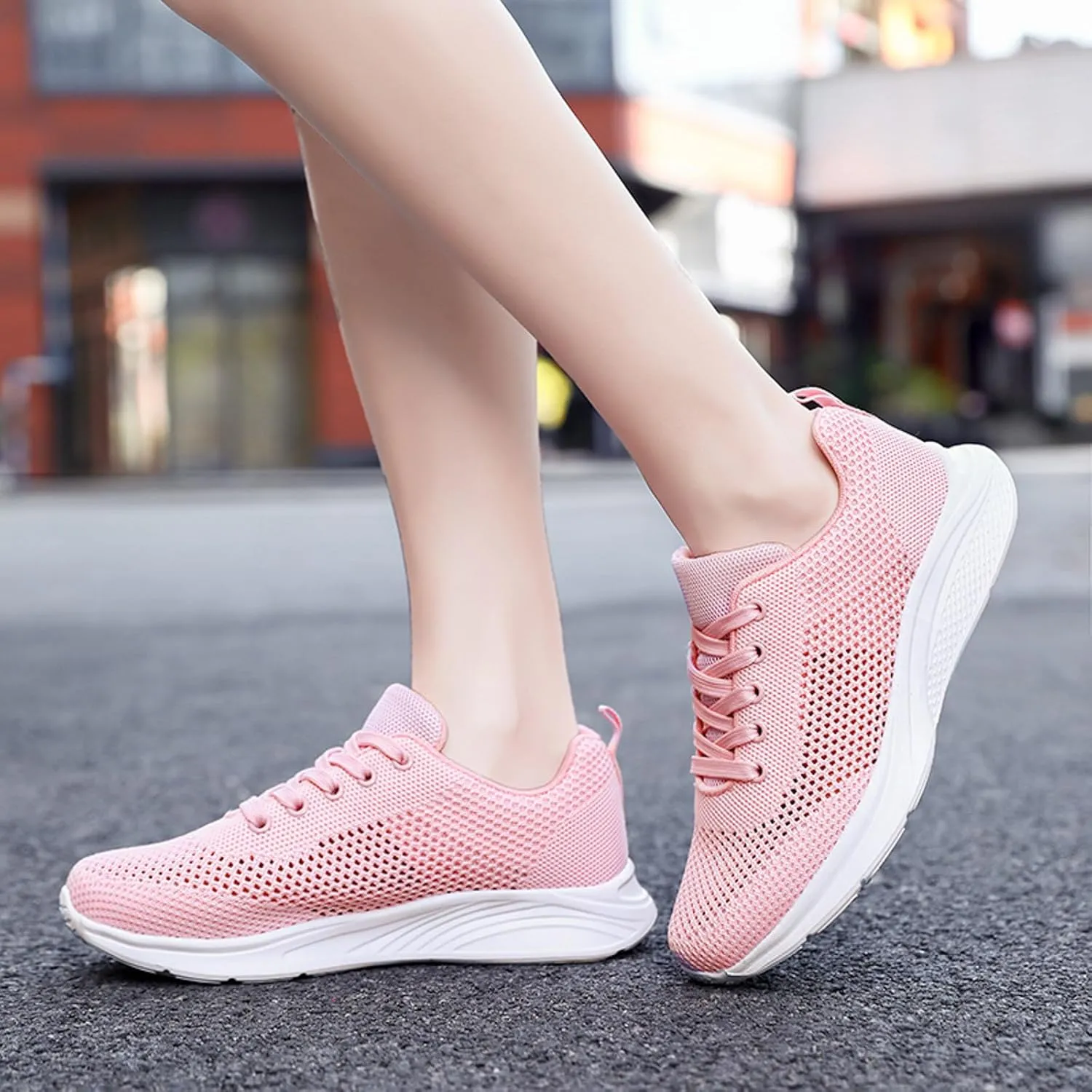 Cathalem Sneakers for Women Mesh Breathable and Comfortable Non Slip Lace Up Shoes Espadrilles Workout Gym Outdoor Shoes