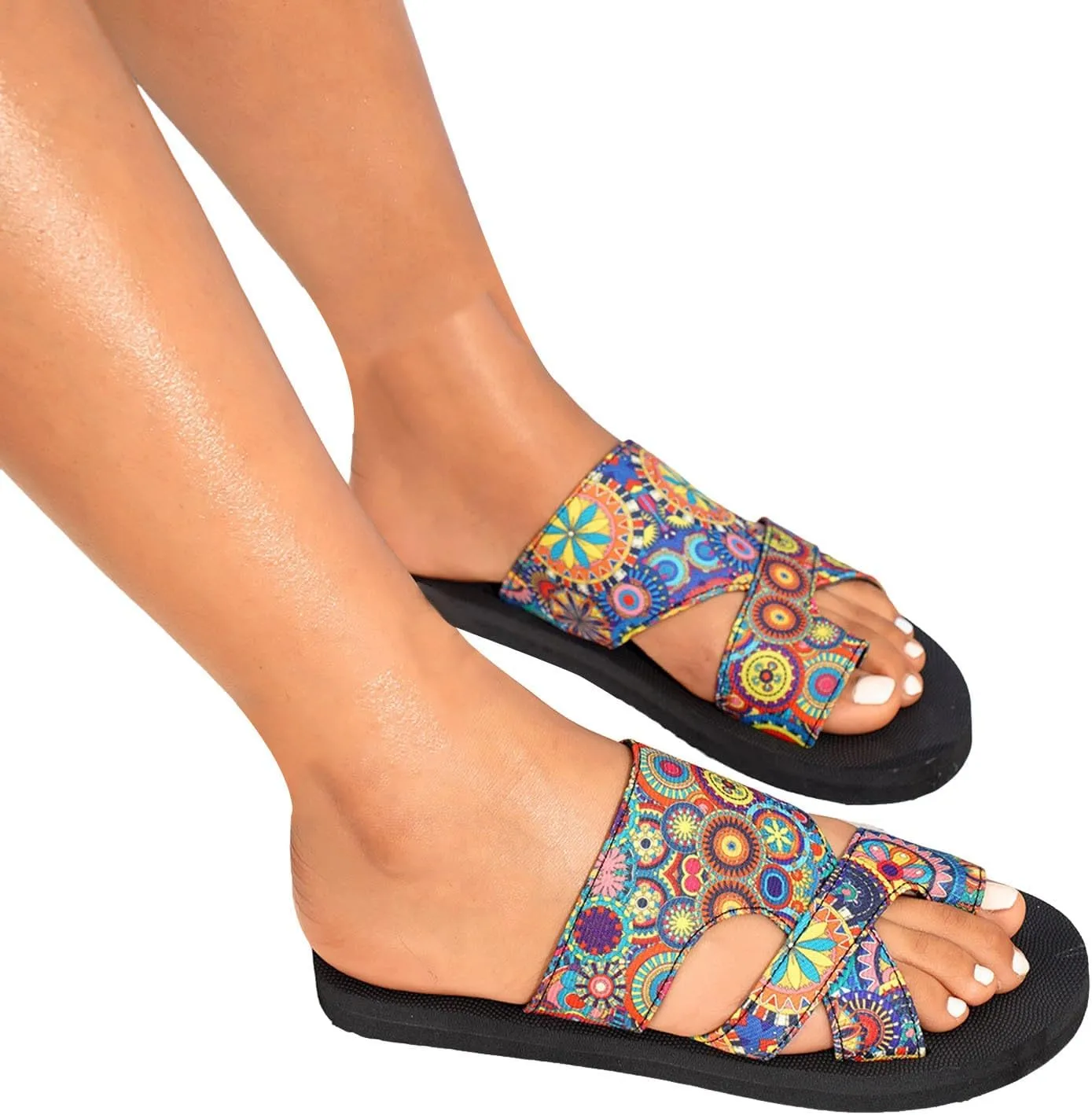 Comfortable Slip On Slide Sandals Thick Soled Hollow Women's Shoes Fashionable And Casual Toe Covered Floral Beach