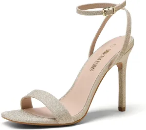 DREAM PAIRS Womens High Stilettos Open Square Toe Ankle Strap Heels Sexy Comfort Strappy Dress Shoes Wedding Bridal Pumps Sandals