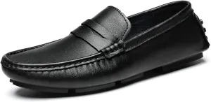 Easy to Put and Remove. Shoes Smoking Loafer for Men Penny Loafer Vegan Leather Stitching Details Round Toe Lightweight Anti-Slip Flexible Flat Heel Resistant Driving for All Occasions
