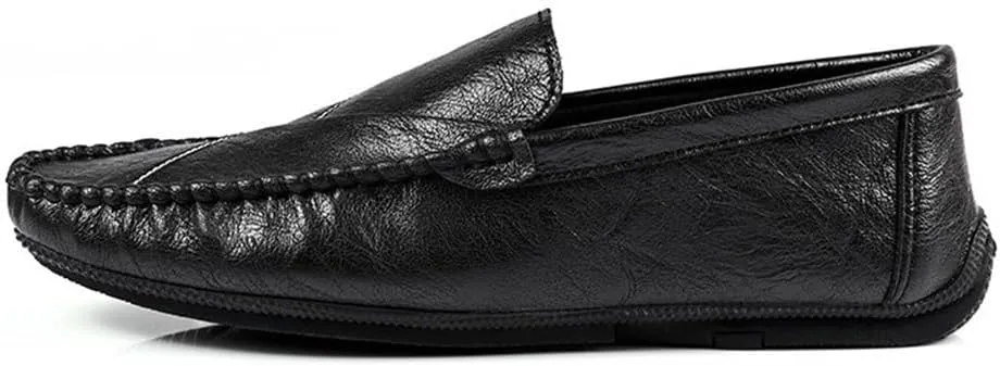 Fashion Loafers for Men's Vegan Leather Casual Solid Color Tuxedo Wedding Heel Non Slip Anti-Slip Low Top Rubber Sole Formal