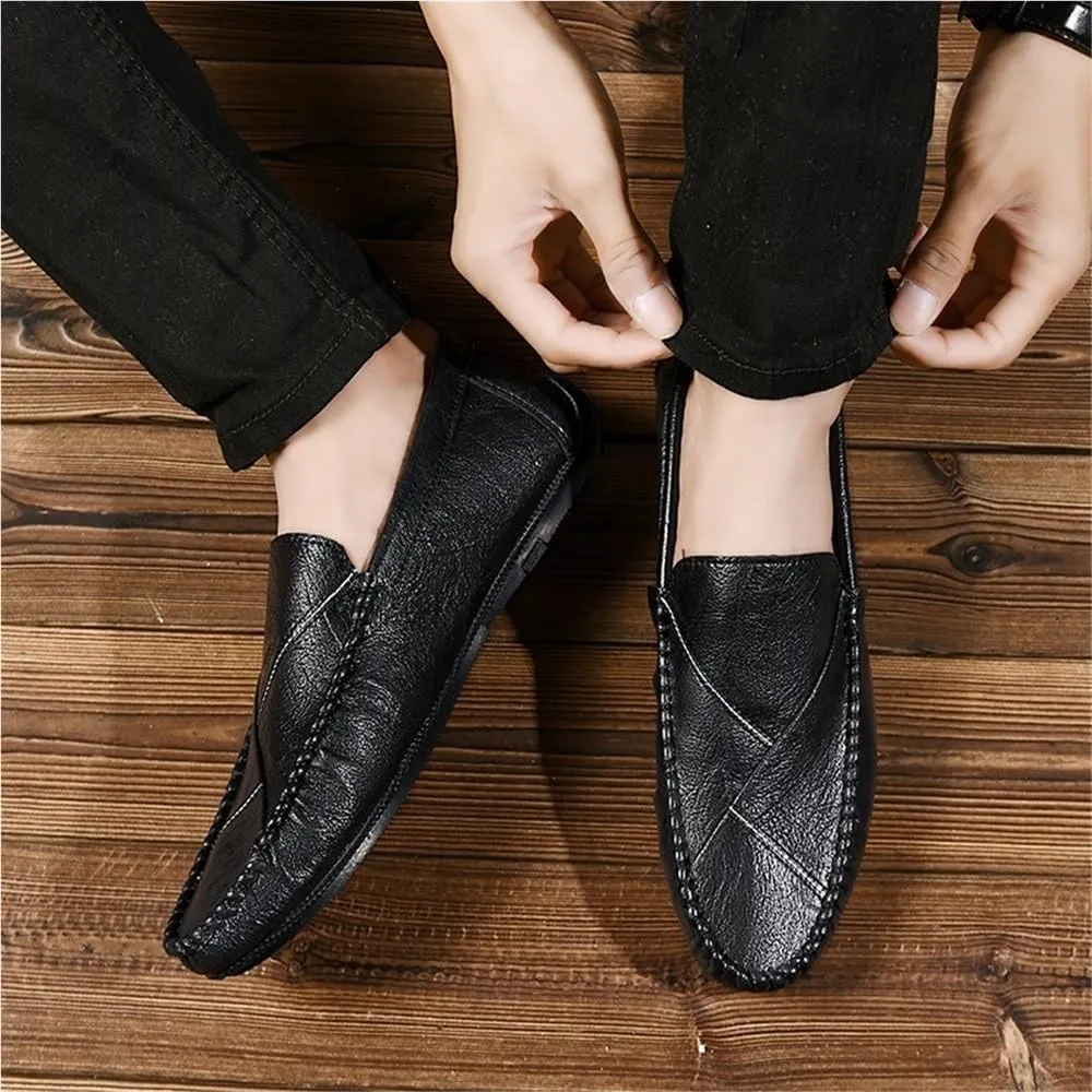 Fashion Loafers for Men's Vegan Leather Casual Solid Color Tuxedo Wedding Heel Non Slip Anti-Slip Low Top Rubber Sole Formal