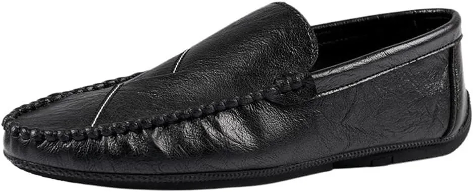 Fashion Loafers for Men's Vegan Leather Casual Solid Color Tuxedo Wedding Heel Non Slip Anti-Slip Low Top Rubber Sole Formal