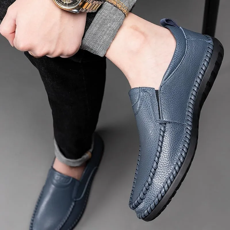 Fashion Loafers for Men's Vegan Leather Driving Loafers Outdoor Round Toe Solid Color Block Heel Prom Slip-on