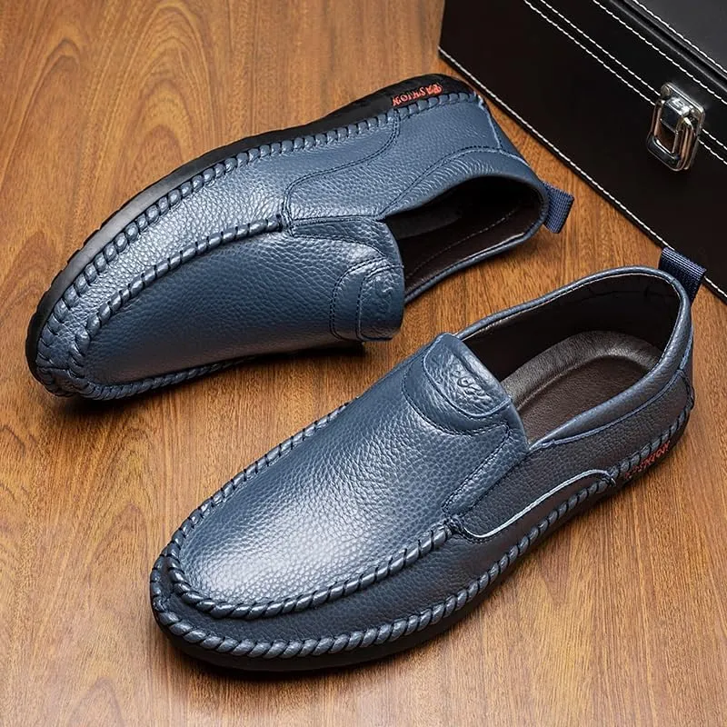Fashion Loafers for Men's Vegan Leather Driving Loafers Outdoor Round Toe Solid Color Block Heel Prom Slip-on