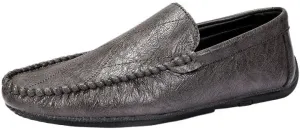 Fashion Loafers for Mens Vegan Leather Working Round Toe Solid Color Casual Heel Non Slip Anti-Slip Low Top Rubber Sole Shoe