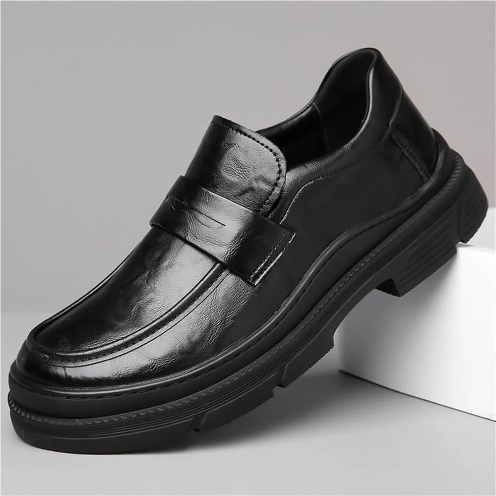 Fashion Mens Shoes Vegan Leather Uniform Solid Color Round Toe Non Slip Anti-Slip Shoe Slip-on
