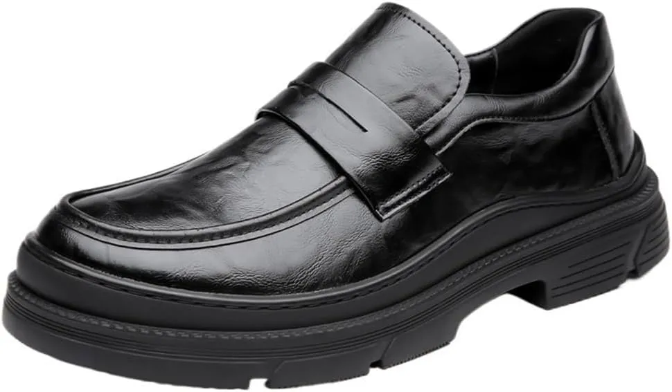 Fashion Mens Shoes Vegan Leather Uniform Solid Color Round Toe Non Slip Anti-Slip Shoe Slip-on