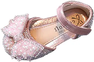 Fashion Spring and Summer Children Dance Shoes Girls Dress Performance Princess Shoes Pearl Sequin Bow Hook Loop Simple