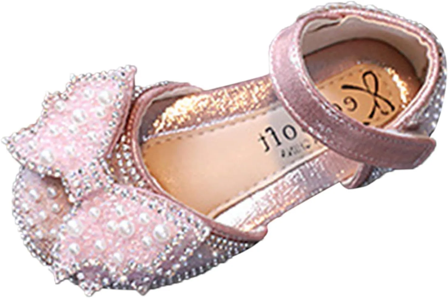 Fashion Spring and Summer Children Dance Shoes Girls Dress Performance Princess Shoes Pearl Sequin Bow Hook Loop Simple
