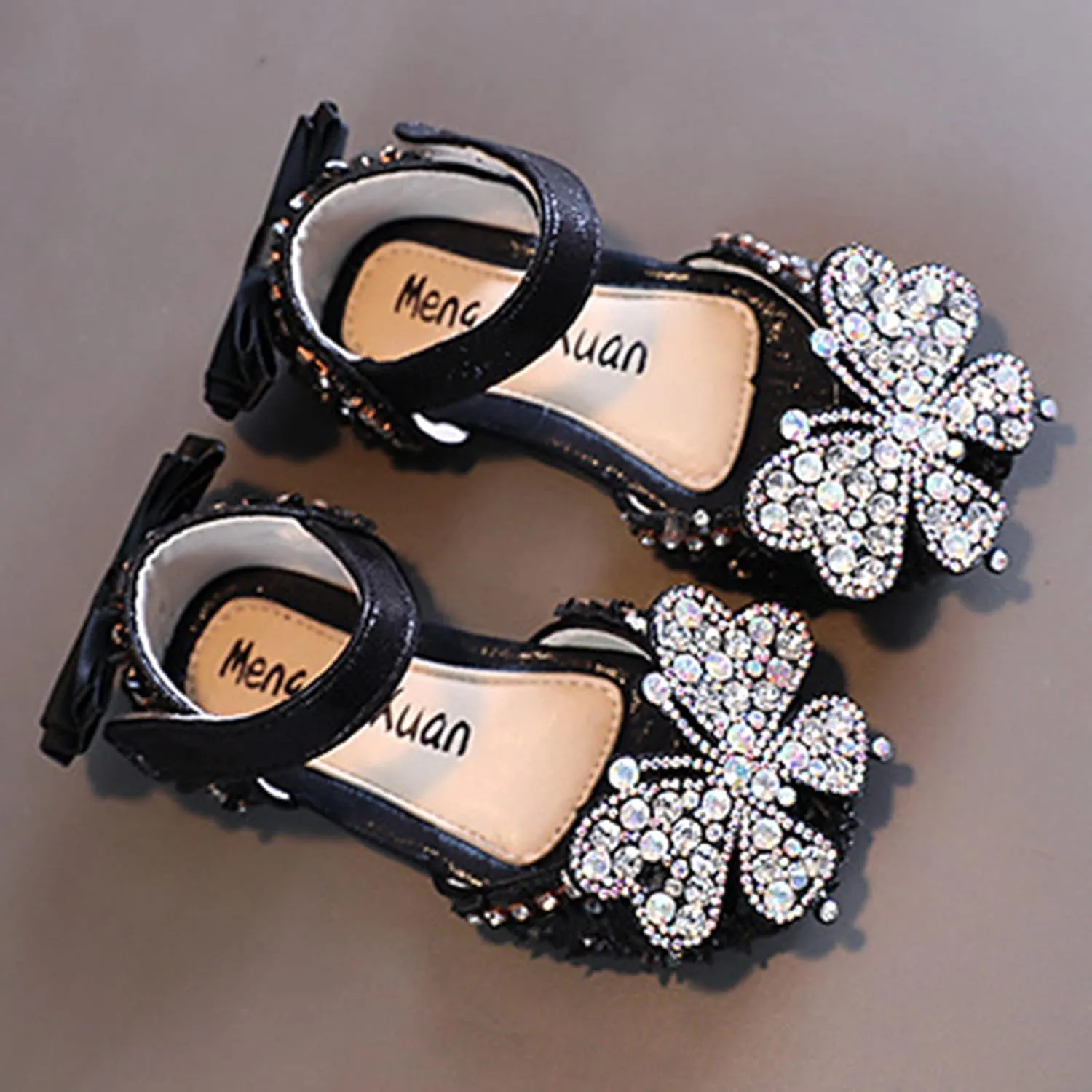 Fashion Spring And Summer Girls Shoes Dress Performance Dance Shoes Rhinestone Sequins Cartoon Butterfly Baby