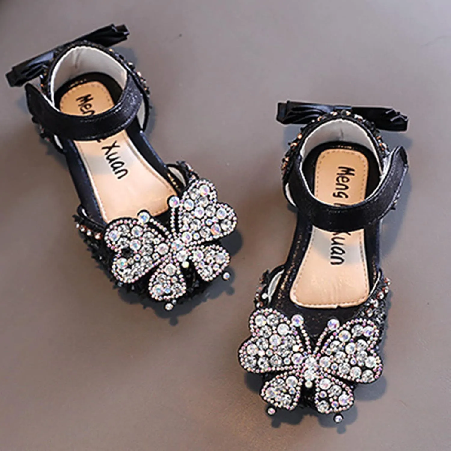 Fashion Spring And Summer Girls Shoes Dress Performance Dance Shoes Rhinestone Sequins Cartoon Butterfly Baby