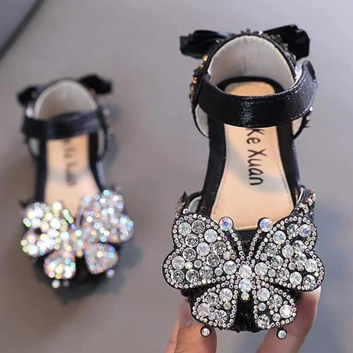 Fashion Spring And Summer Girls Shoes Dress Performance Dance Shoes Rhinestone Sequins Cartoon Butterfly Baby