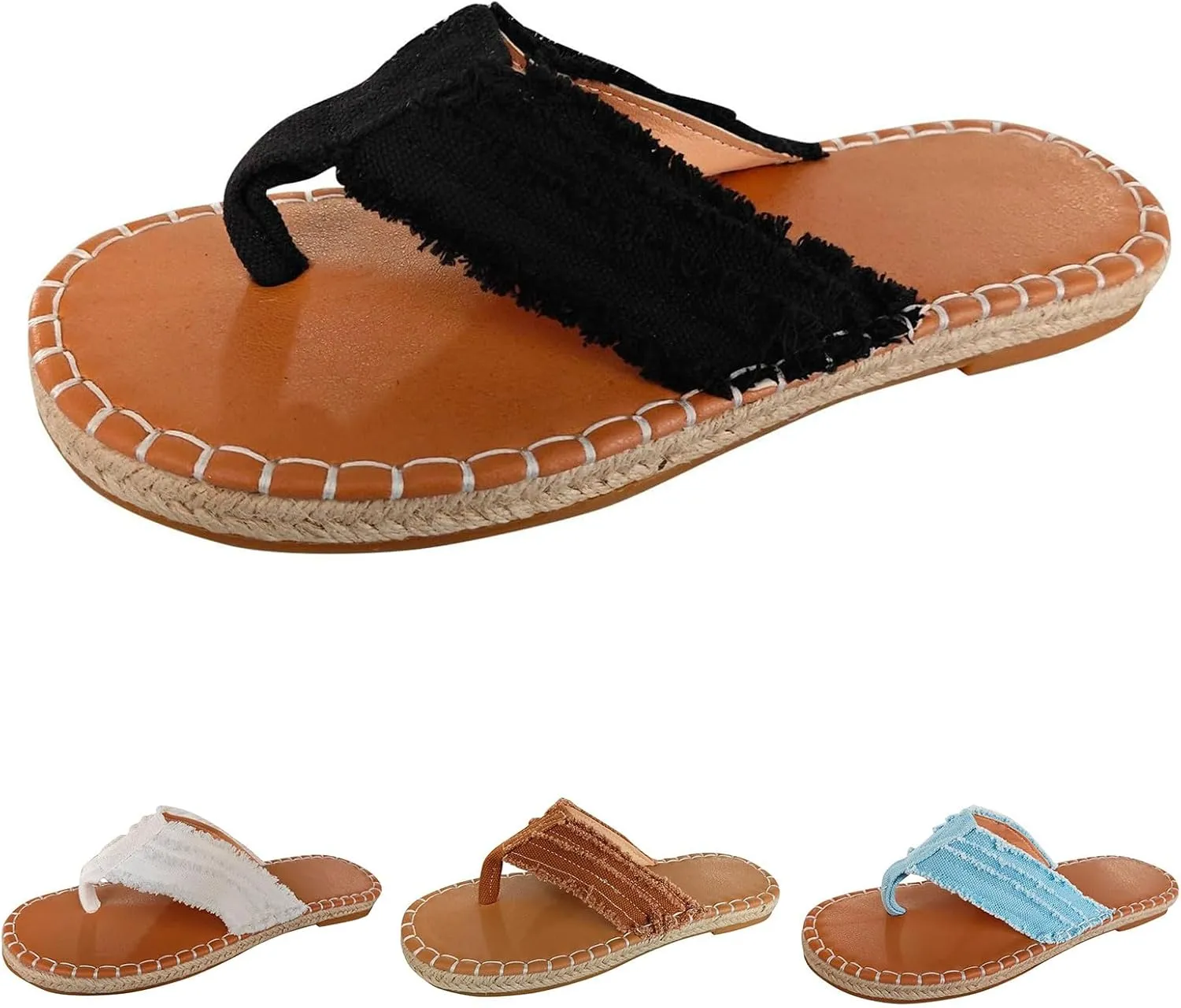 Flat Sandals for Women Thong Slip on Comfortable Walking Summer Casual Flip Flops Open Toe Beach Breathable Soft Party Dressy Elegant Slippers