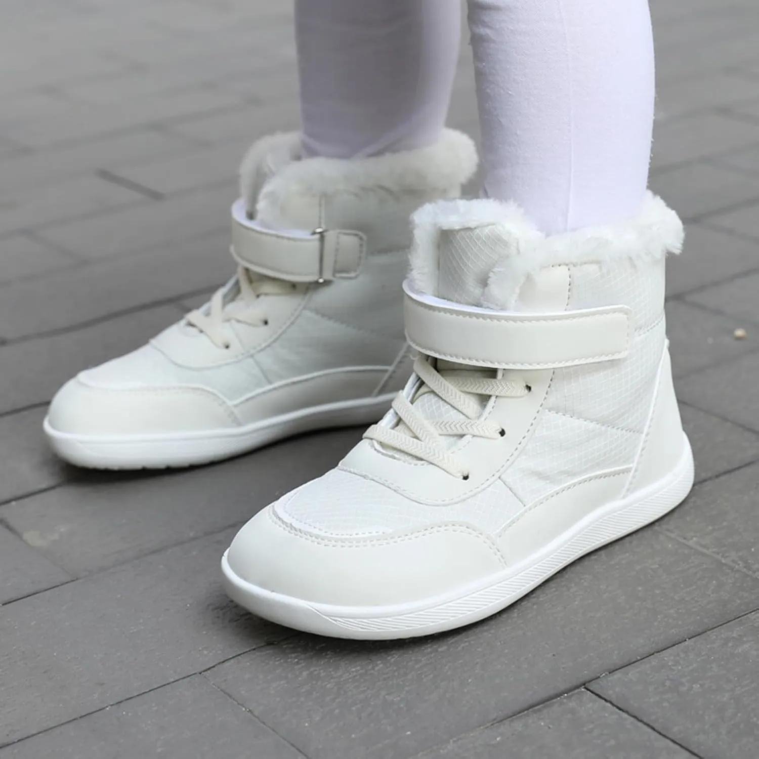Fuzzy Lined Warm Snow Booties For Childrens Boys Girls Kids Open Toe Leather Soft Sole Boots Shoes Non Slip Sneaker