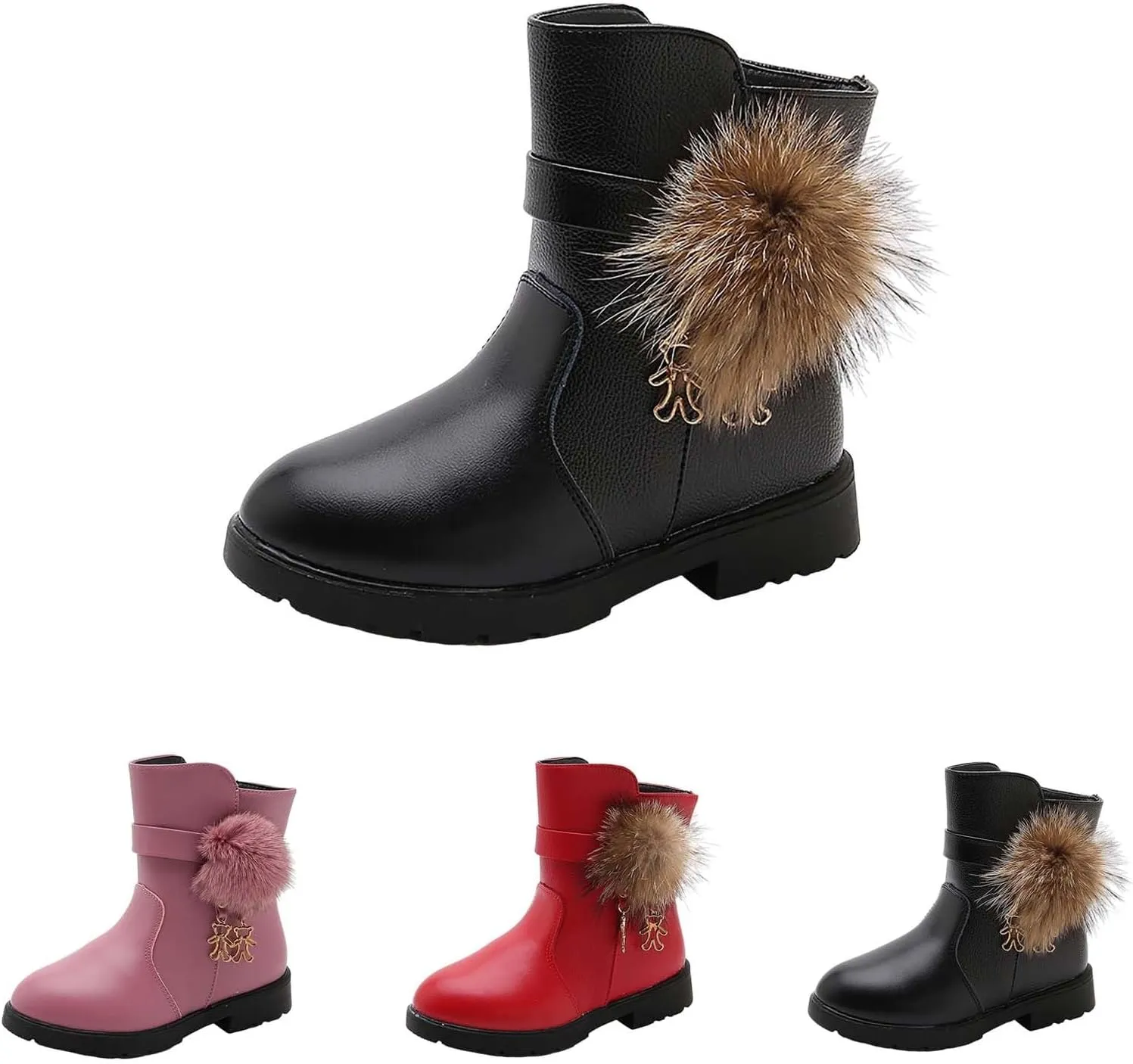 Girls And Boys Children's Ankle Shoes Non Slip Slip On Short Boots Boots for Baby Girls Leather Ankle Boots