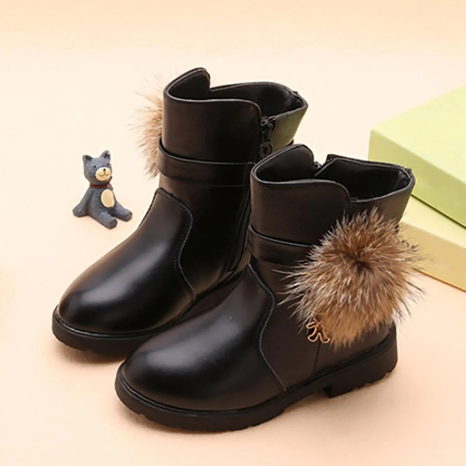 Girls And Boys Children's Ankle Shoes Non Slip Slip On Short Boots Boots for Baby Girls Leather Ankle Boots