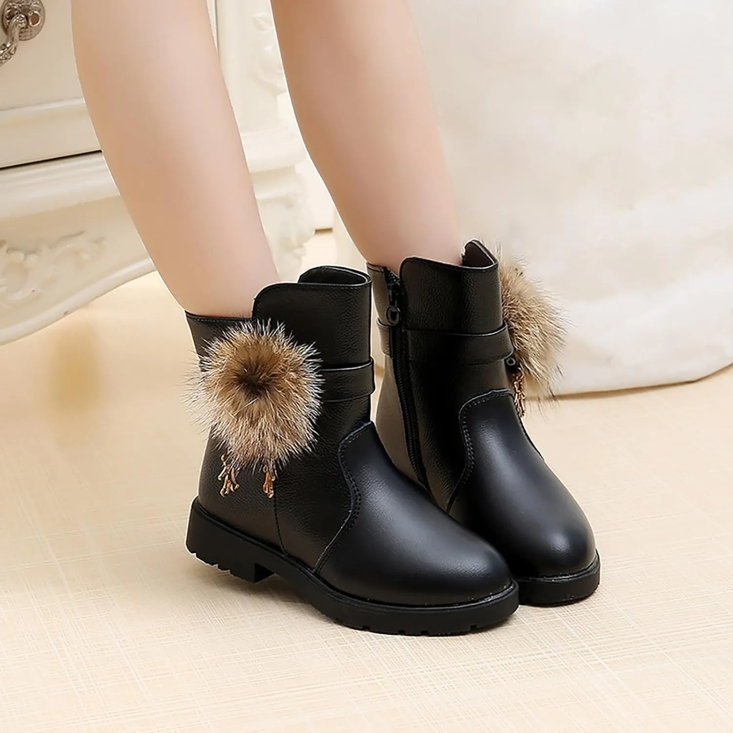 Girls And Boys Children's Ankle Shoes Non Slip Slip On Short Boots Boots for Baby Girls Leather Ankle Boots