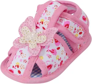 Girls Flat Wide Sandals Canvas Cute Flower Princess Shoes Closed Toe Walking Non Slip Strap Kids Girls Sandals Elegant