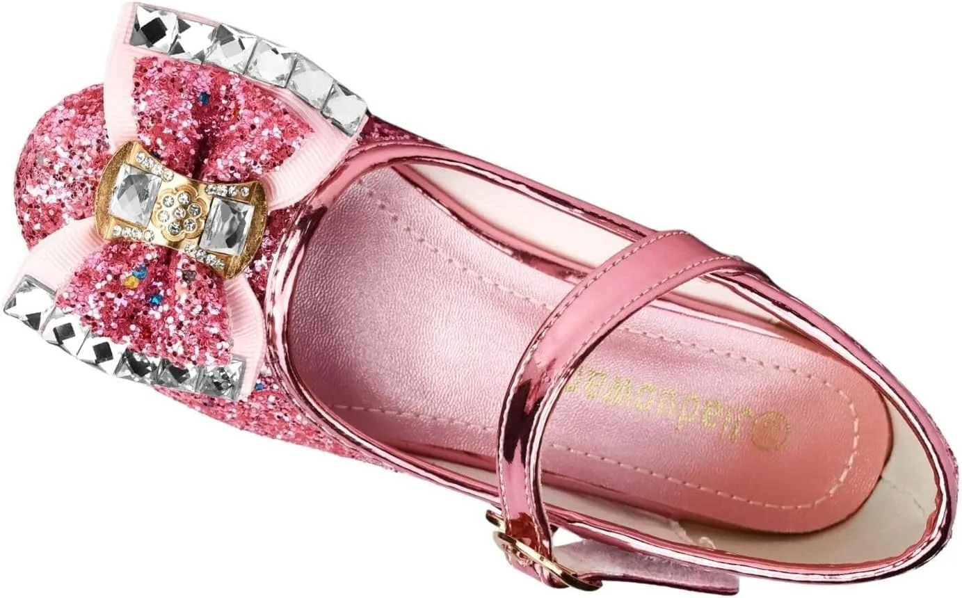 Girls Princess Shoes Dance Trainers, Mary Jane Low Heel Performance Dress Shoes, Elegant Sandals