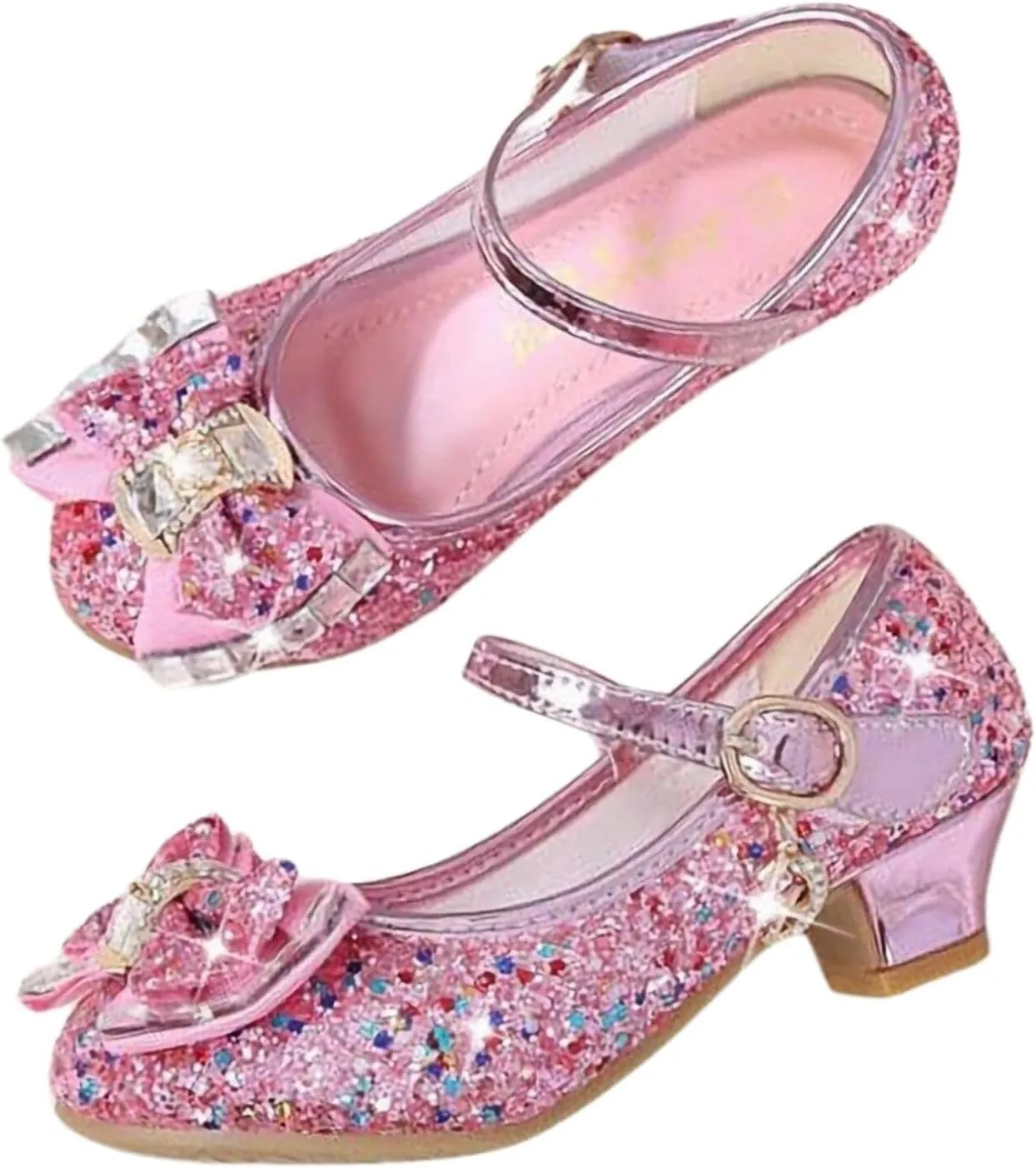 Girls Princess Shoes Dance Trainers, Mary Jane Low Heel Performance Dress Shoes, Elegant Sandals