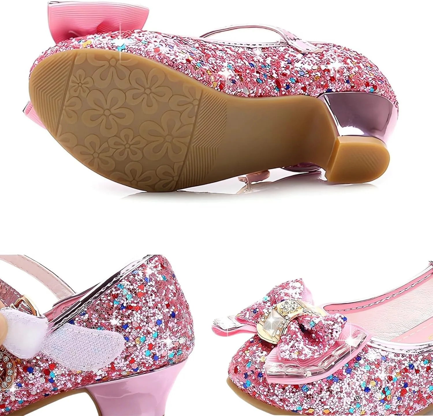 Girls Princess Shoes Dance Trainers, Mary Jane Low Heel Performance Dress Shoes, Elegant Sandals