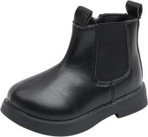 Girls PU Leather Ankle Boots Kids Bow Side Zipper Low Heel Outdoor Shoes for School Dress Up Little Kid/Big Kids